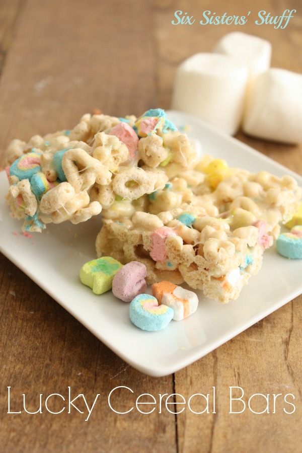 Lucky Cereal Bars on a white plate