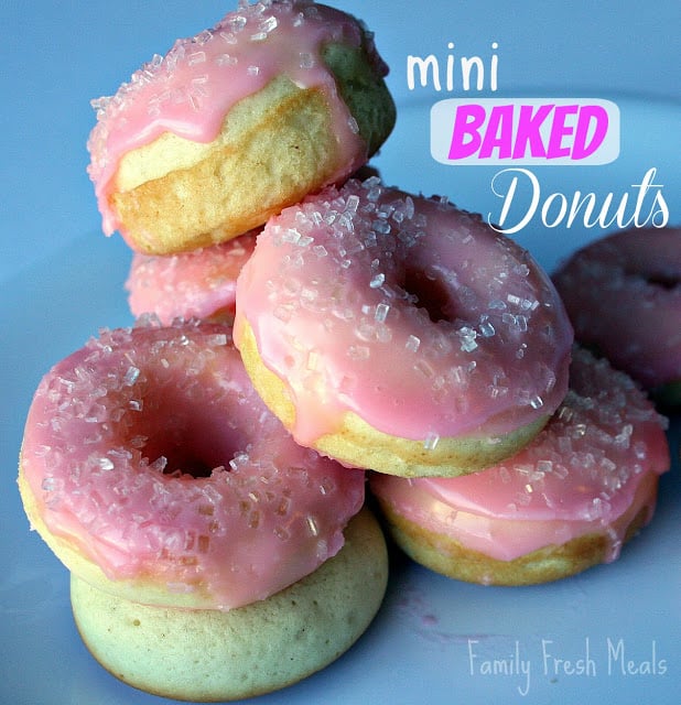 Mini Baked Donuts stacked on a plate