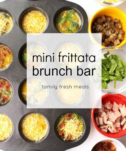 Mini frittata brunch bar - familyfreshmeals.com - perfect for breakfast, brunch or a FUN dinner! --