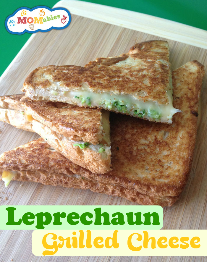 Leprechaun Grilled Cheese on a cutting board