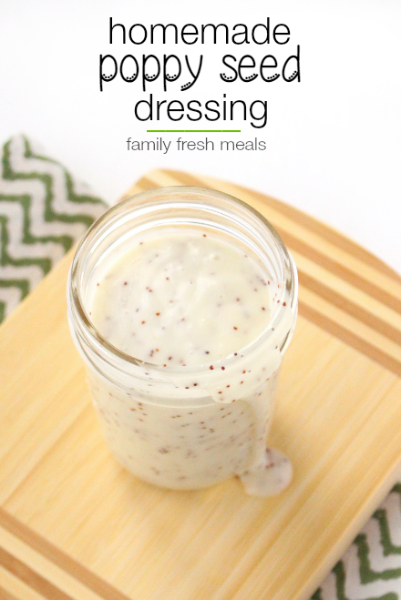 the best homemade poppy seed dressing -  homemade poppy seed dressing in a glass jar