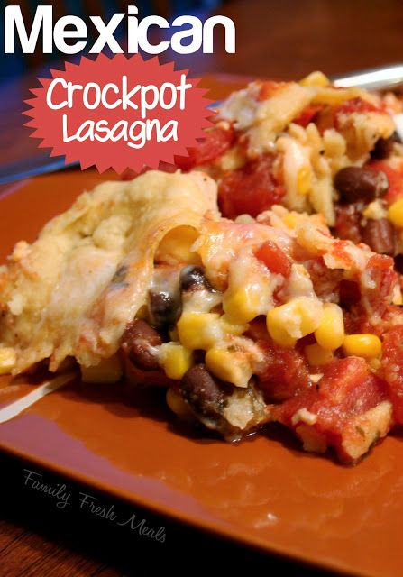 Crockpot Mexican Lasagna on a brown plate