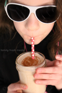 Child drinking Cinnamon Roll Smoothie