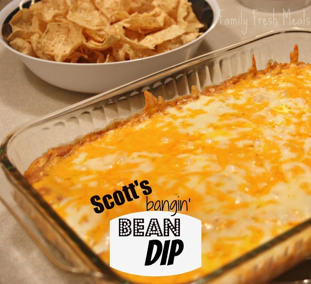 Bean Dip in a glass baking dish