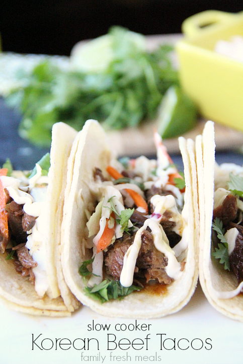 Slow Cooker Korean BBQ Beef Tacos on a plate