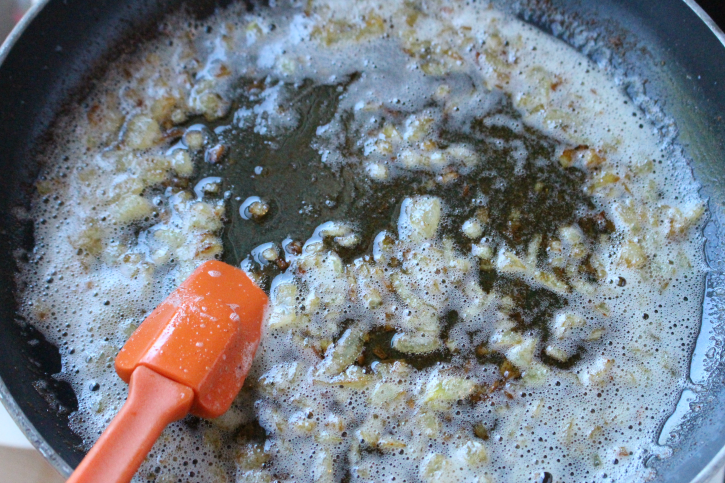 sauting onions in a pan