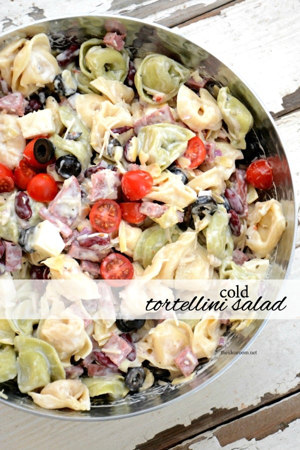 Cold Tortellini Salad served in a bowl