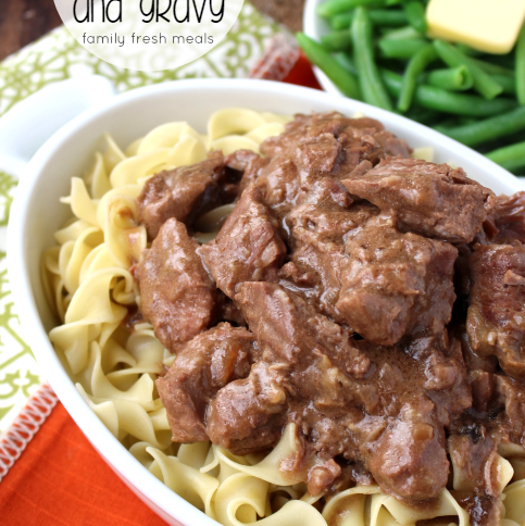 Easy Crockpot Beef Tips and Gravy - FamilyFreshMeals.com