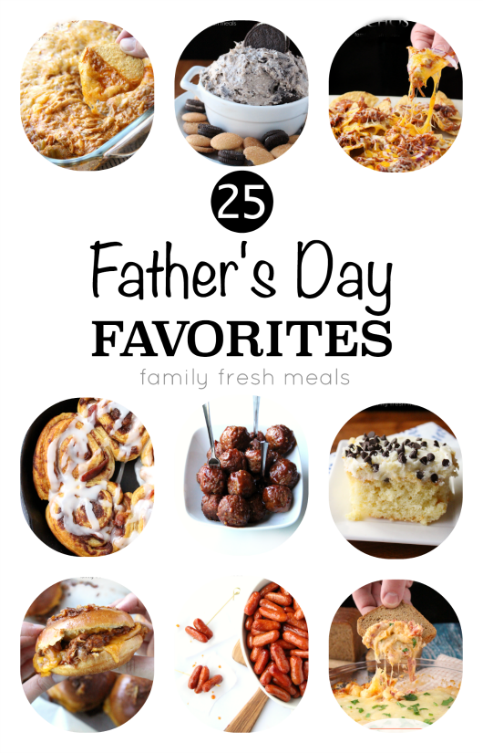 Collage image of 9 different Father's Day recipes