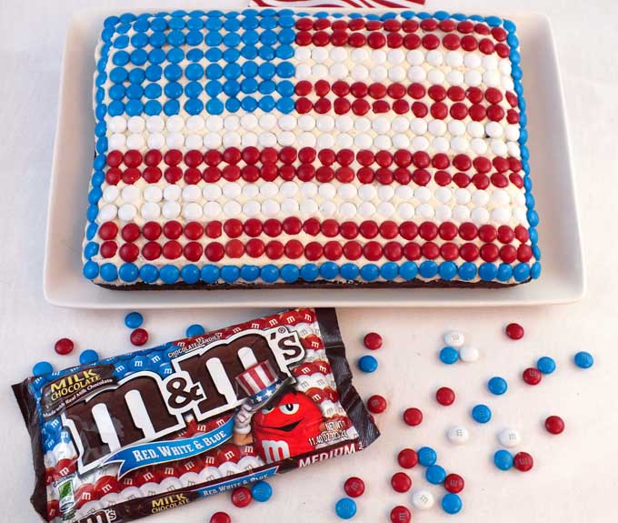 M&M Flag Cake 