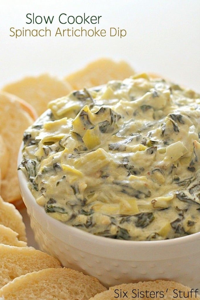 Slow Cooker Spinach Artichoke Dip in a bowl