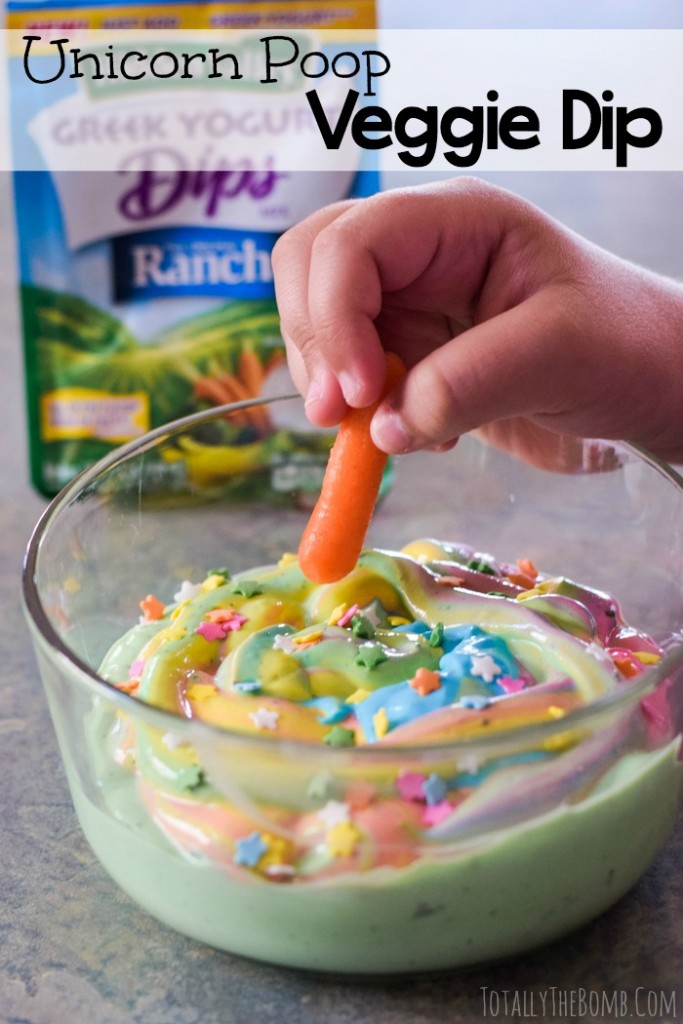 Unicorn Poop dip in a glass bowl