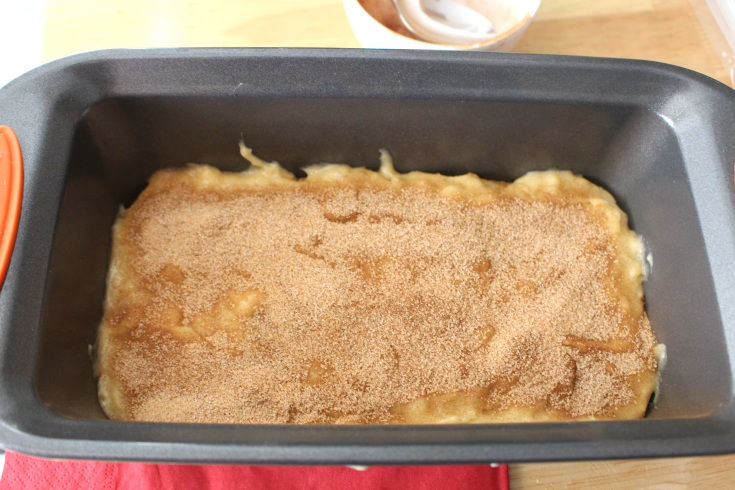 Cinnamon Swirl Banana Bread in a loaf pan