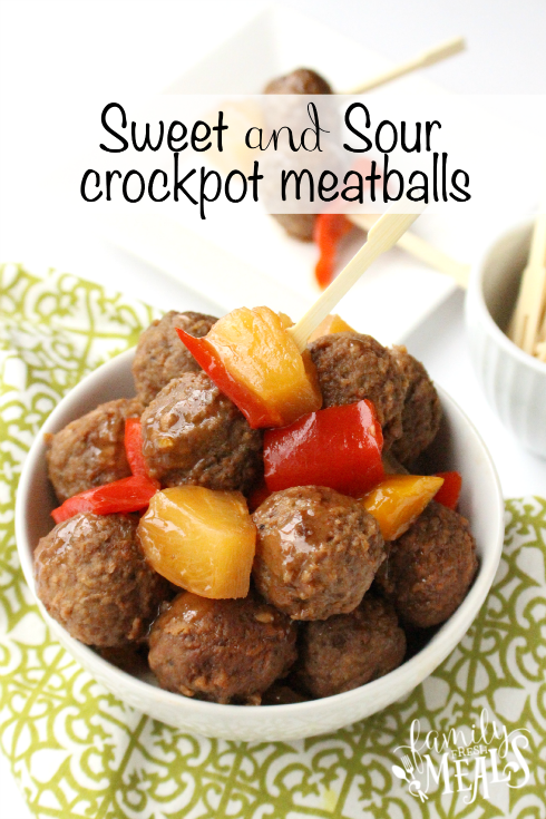 Sweet and Sour Crockpot Meatballs in a bowl