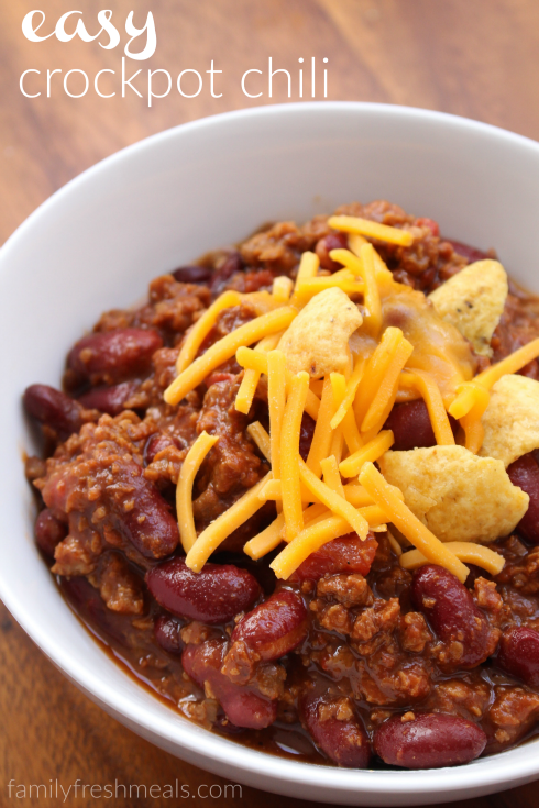 Easy Crockpot Chili - FamilyFreshMeals.com --