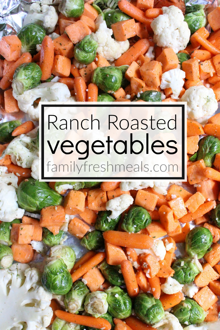 Easy Ranch Roasted Vegetables on a sheet pan