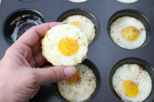 hand holding an egg bite