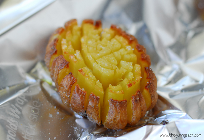 Blooming Potato on aluminum foil