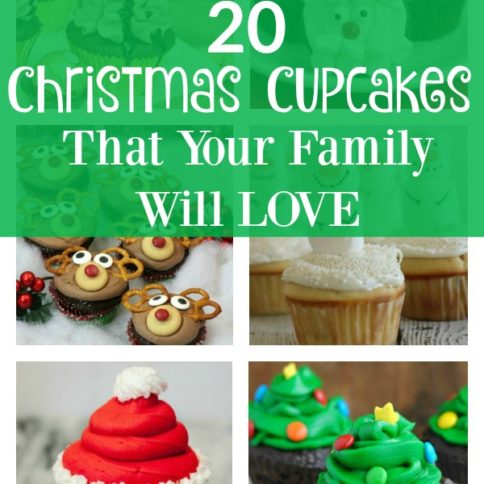 collage image of 6 different holiday cupcakes