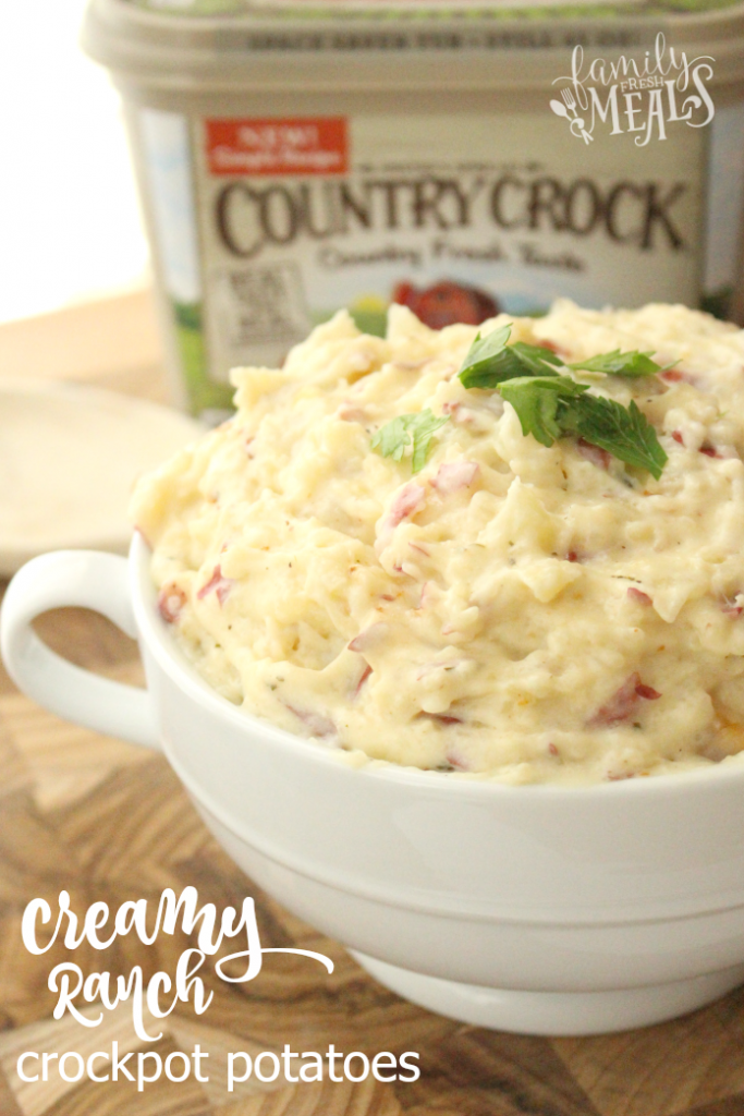 Creamy Ranch Crockpot Mashed Potatoes in a serving bowl