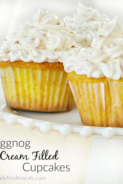 Eggnog Cream Filled Cupcakes - FamilyFreshMeals.com - -