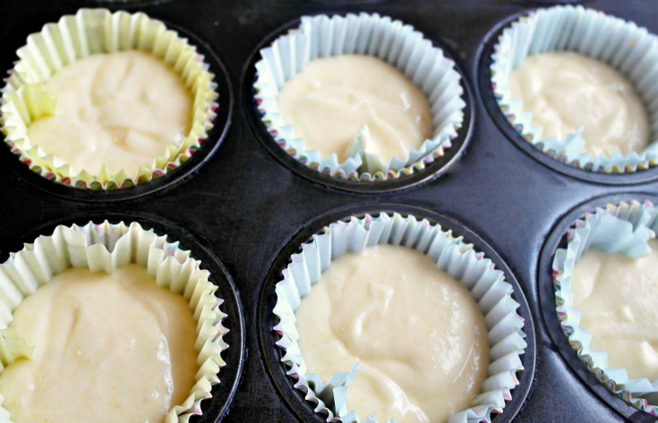 Cupcake batter in muffin tin