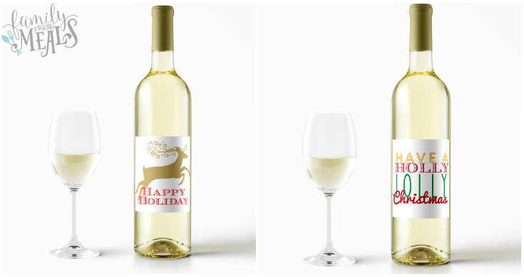 collage image of 2 different holiday wine lables