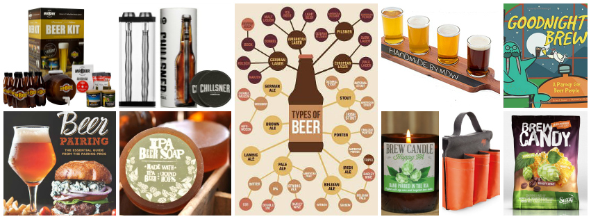 Collage image showing BEER LOVER gift ideas