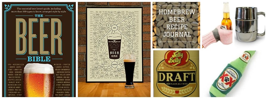 Collage image showing BEER LOVER gift ideas