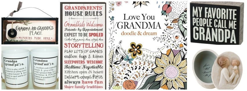 Collage image showing gift ideas for grandparents 