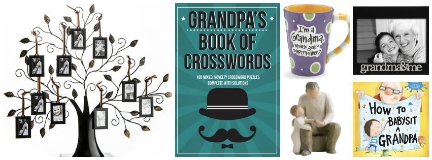 Collage image showing gift ideas for grandparents 