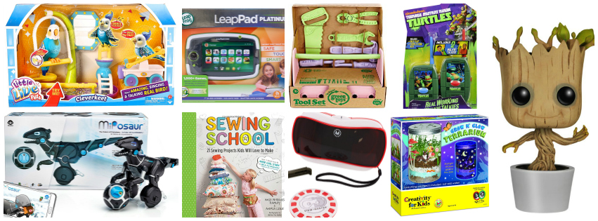 Collage image showing gift ideas for kids