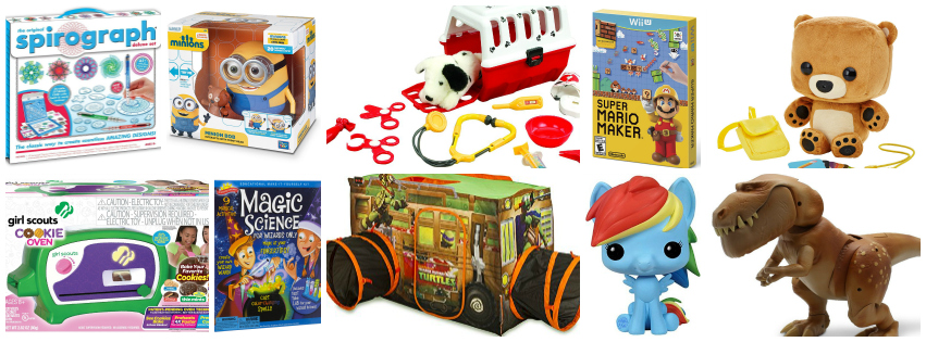 Collage image showing gift ideas for kids