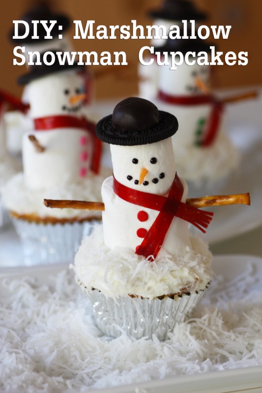 Marshmallow Snowman cupcakes