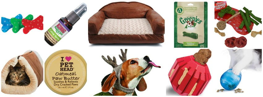 Collage image showing gift ideas for pets