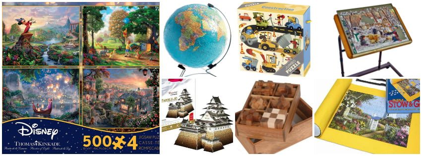 Collage image showing puzzle gift ideas