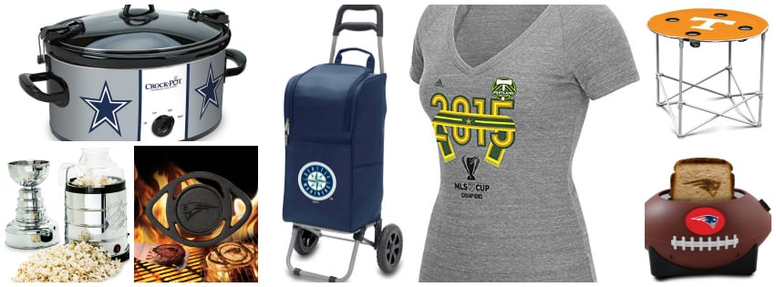 Collage image showing gift ideas for sport fans