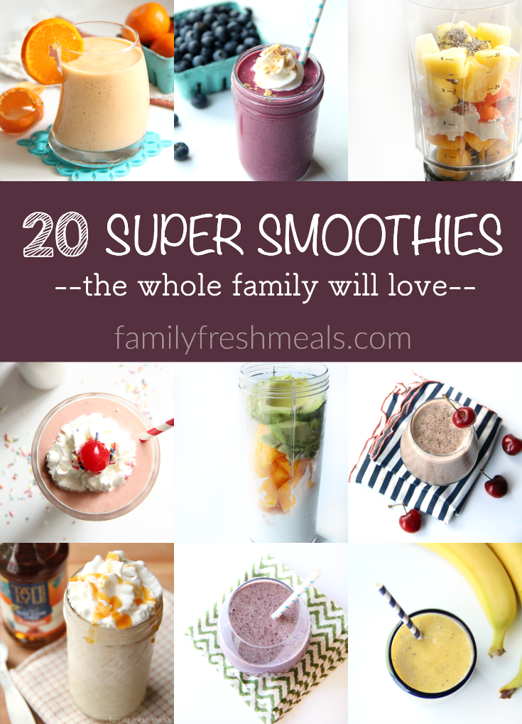 Collage image of nine different smoothies