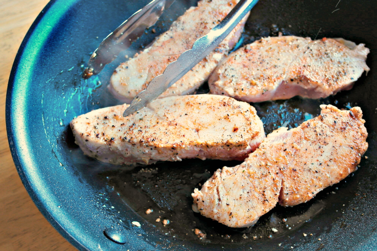 Browning chicen in a pan