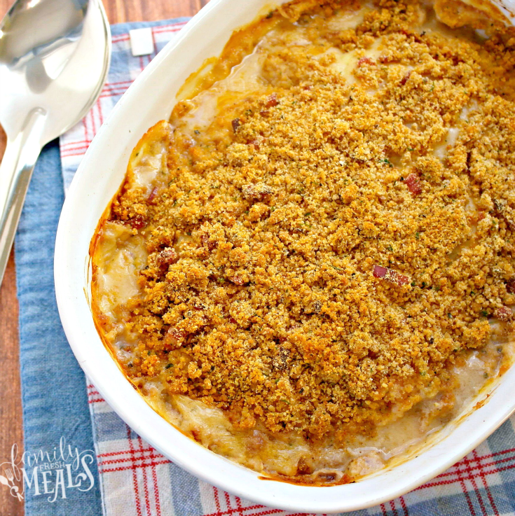 Chicken Cordon Bleu Casserole in a baking dish