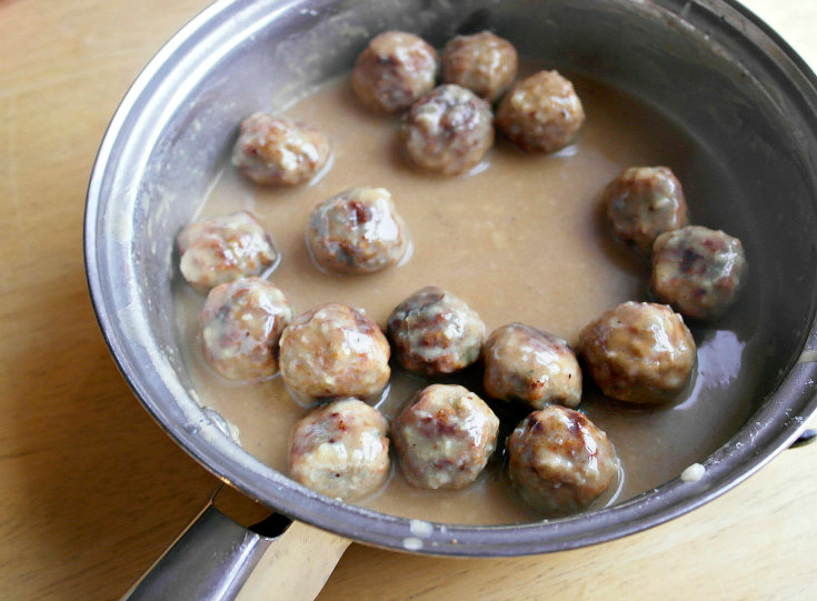 meatballs in a pan with sauce