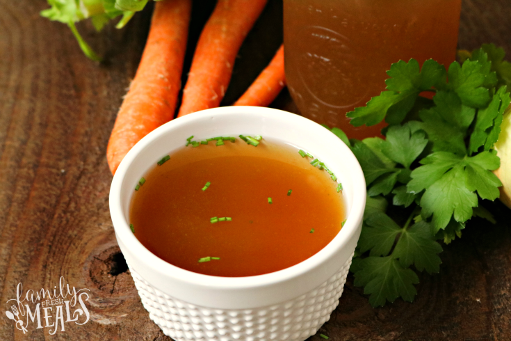 Bone Broth made in the crockpot served in a small dish