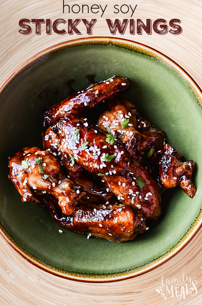 Honey Soy Sticky Chicken Wings - FamilyFreshMeals.com --