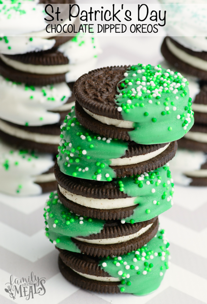 ST. PATRICK’S DAY CHOCOLATE DIPPED OREOS - FamilyFreshMeals.com --