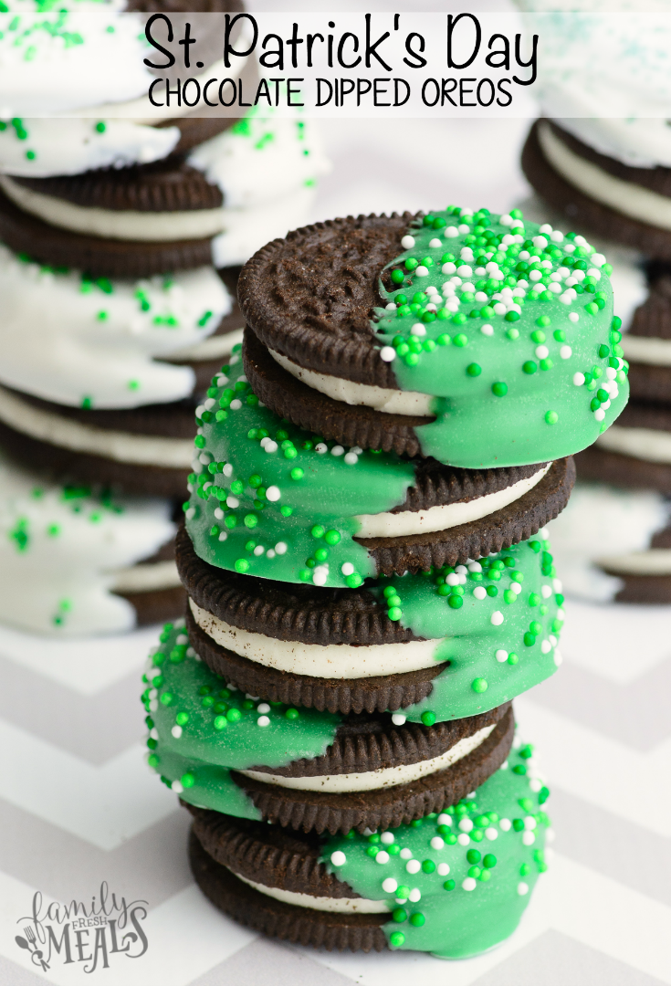 St. Patrick's Day Chocolate Dipped Oreos - Family Fresh Meals