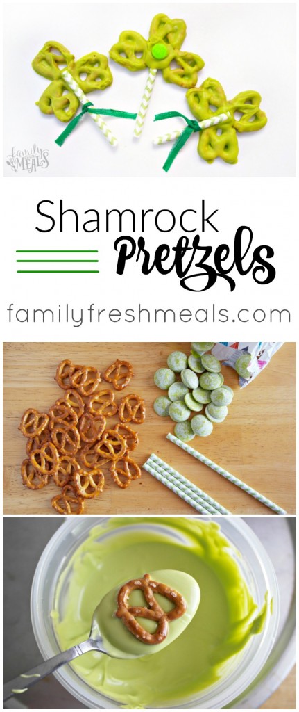 Shamrock Pretzels - Enjoy! FamilyFreshMeals.com - Pinterest