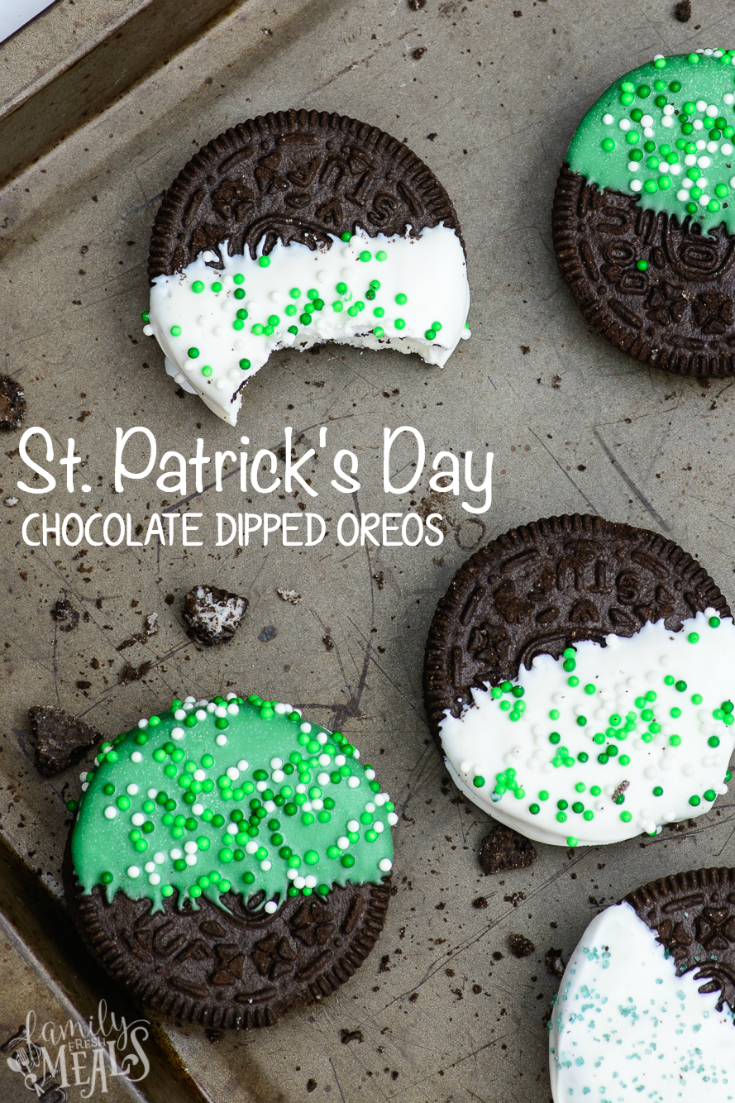 St. Patrick's Day Chocolate Dipped Oreos - Family Fresh Meals