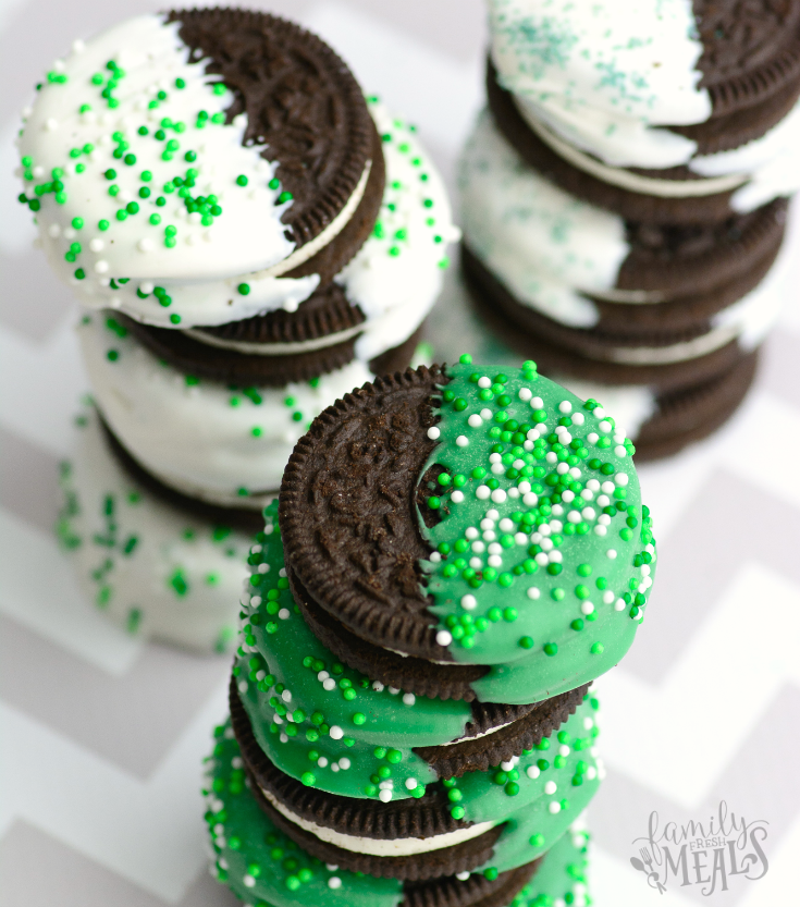 St Patricks Day Chocolate Dipped Oreos - familyfreshmeals.com .png - yum!