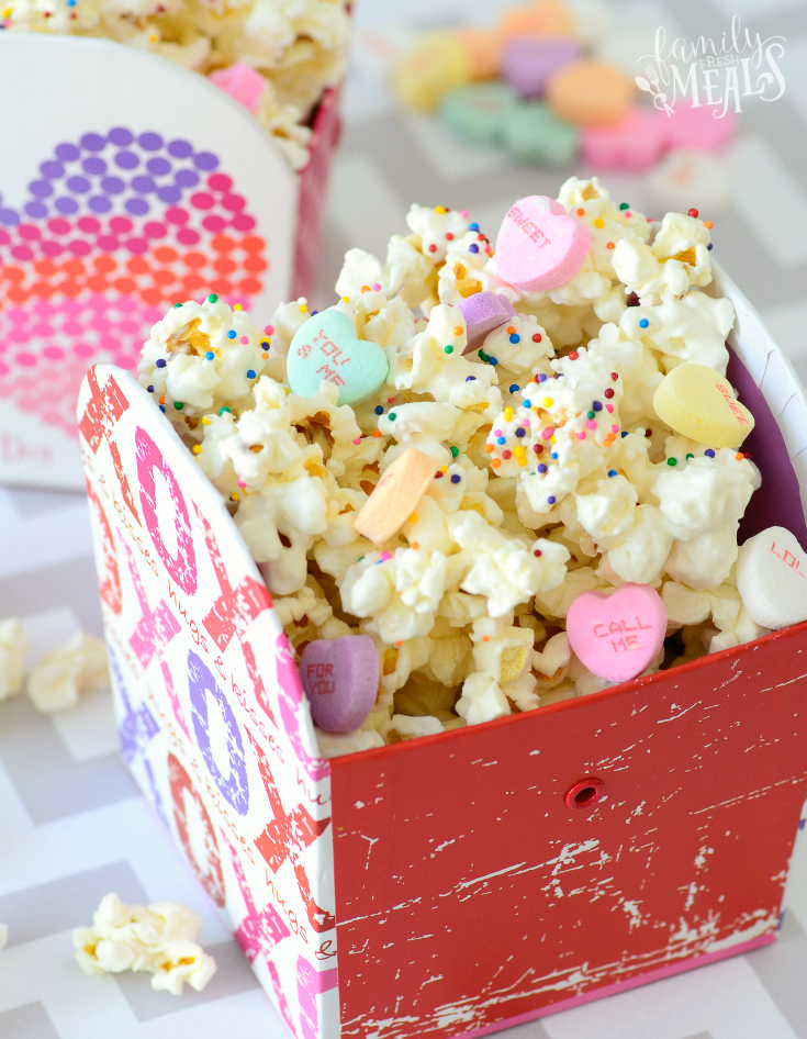 Valentine's Day Popcorn  in a small decorative box