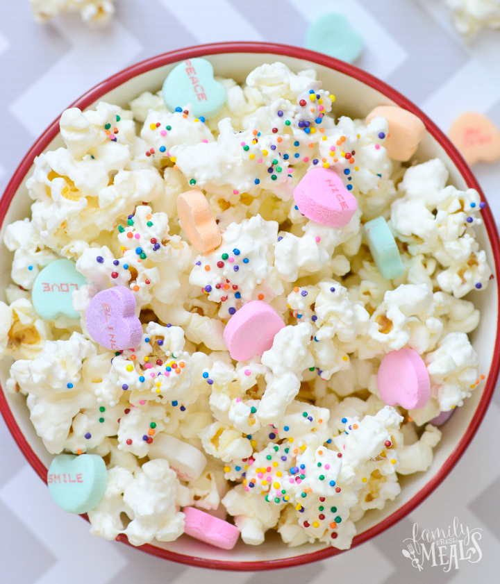 Valentine's Day Popcorn Treat in a small bowl